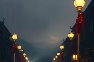 长夜售货亭剧照，深夜街角亮着灯的木质小铺